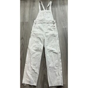 Joes Jeans Womens White Wide Leg Denim Overalls Raw Hem Size S jumpsuit boho